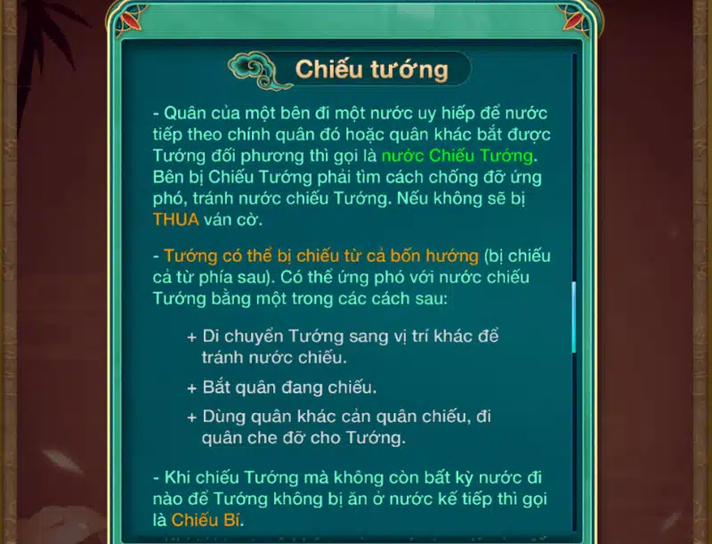 Luật chiếu tướng ép đối thủ thất bại