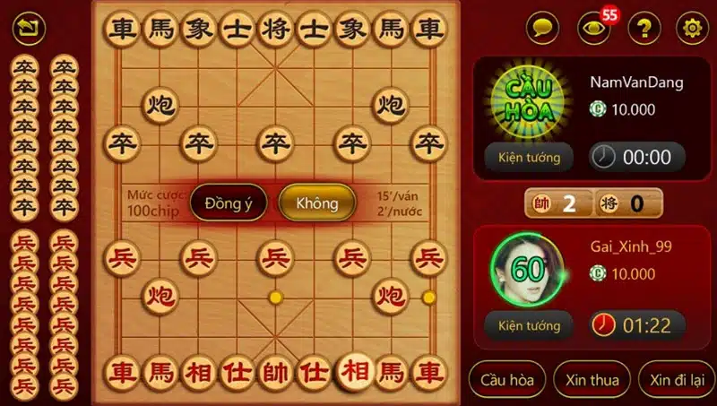 Cờ tướng MKBET có cả 3 trường hợp thắng, thua và hòa